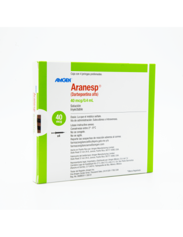 Aranesp Jeringa De 40 mg Con 4 Ampolleta(s) - Darbepoetina alfa