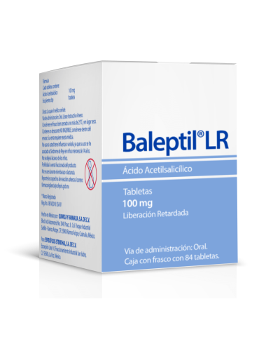Baleptil LR 100 Mg Frasco con 84 Tabletas - Ácido Acetilsalicilico