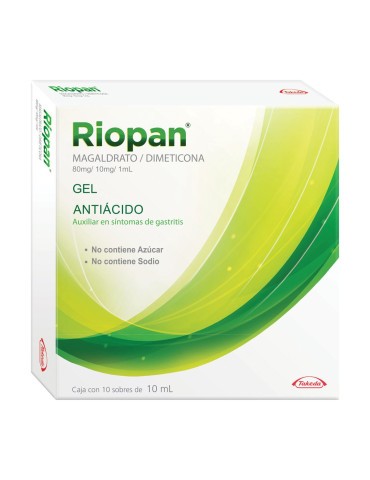 Riopan Gel caja Con 10 sobres de 10 ml Magaldrato Dimeticona